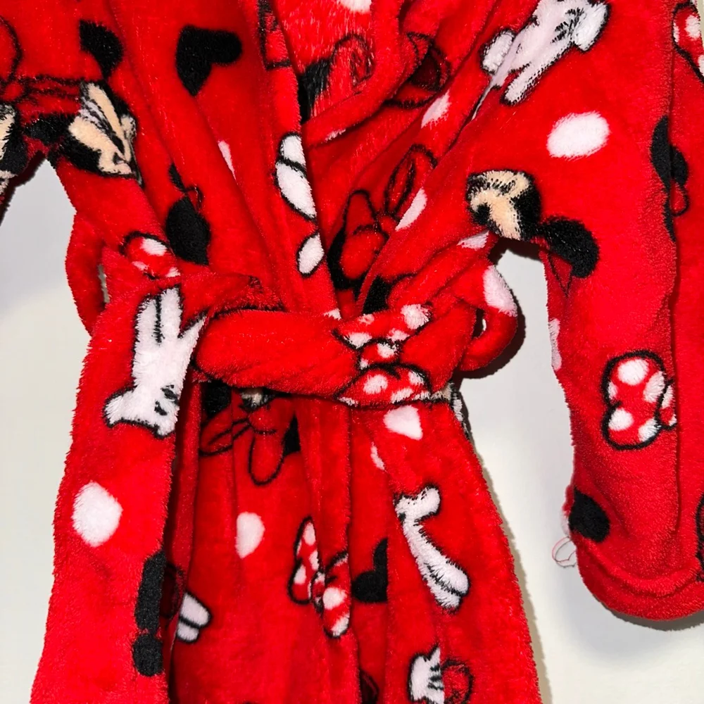Girls Disney Pajamas Kids Baby Toddler Robe Size 2T Red Minnie Mouse Robe